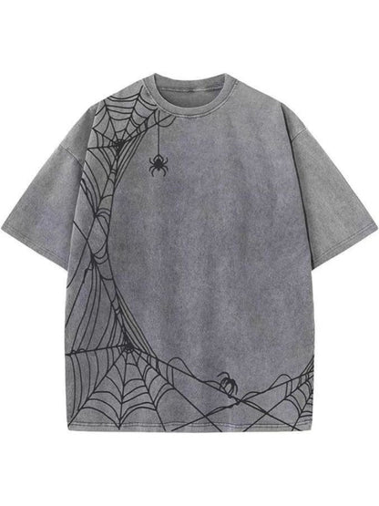Retro Anime Print Dark Streetwear Cotton T-shirt