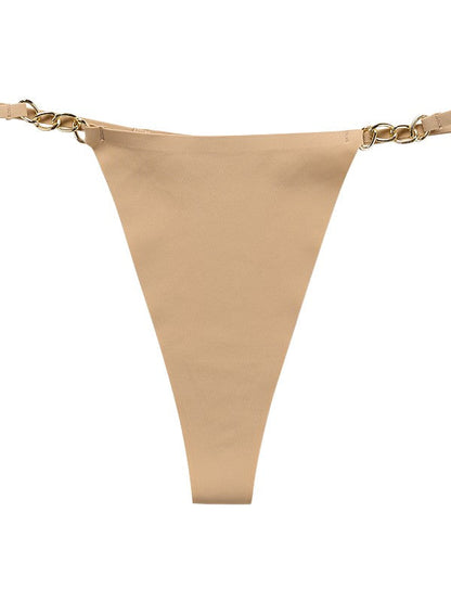 Sexy Non-marking One-Piece Metal Ring Cotton Crotch Breathable Panties