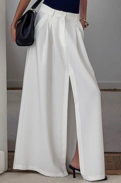High-Waist Split A-Line Skirt