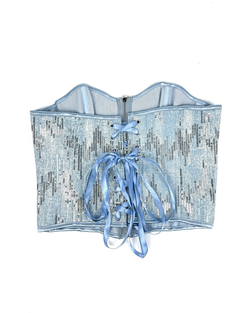 Sequins Denim Corset