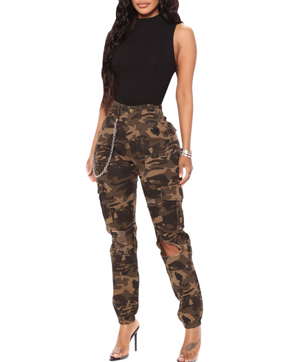 Printed Casual Stretch Overalls