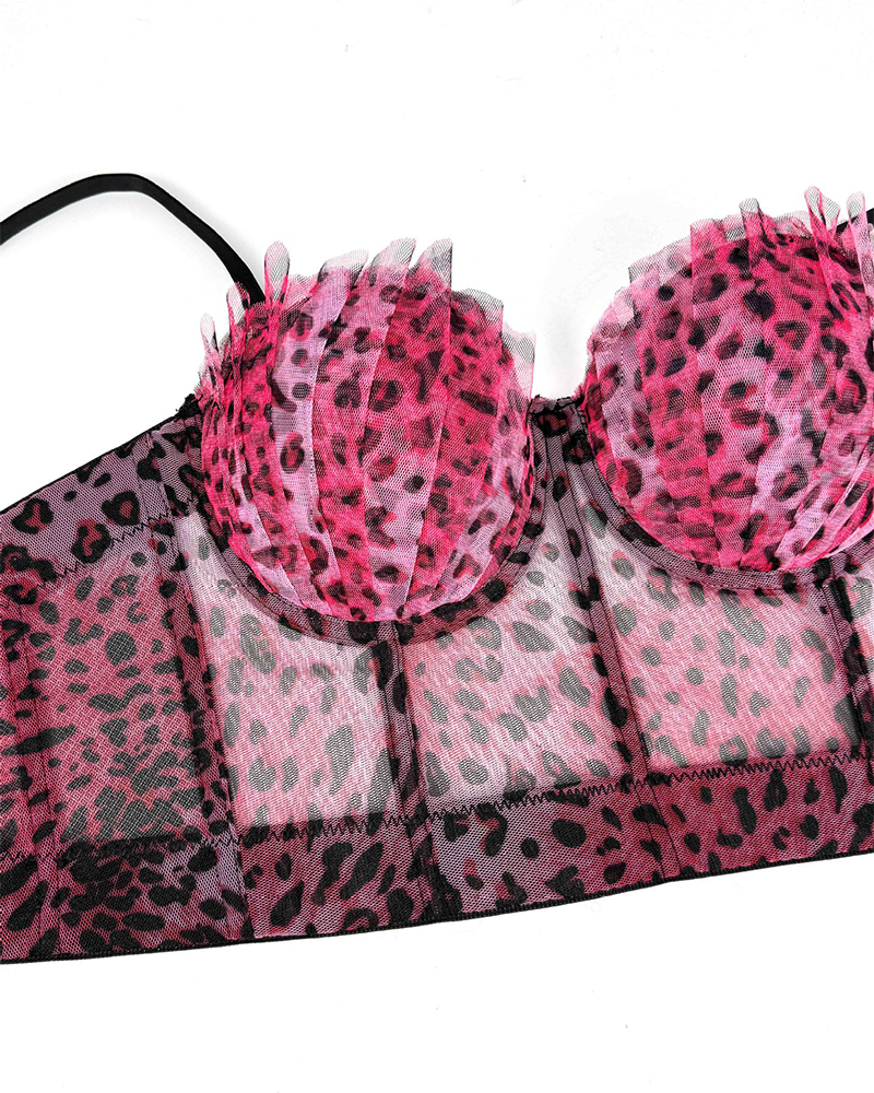 Leopard Print Lace Bra