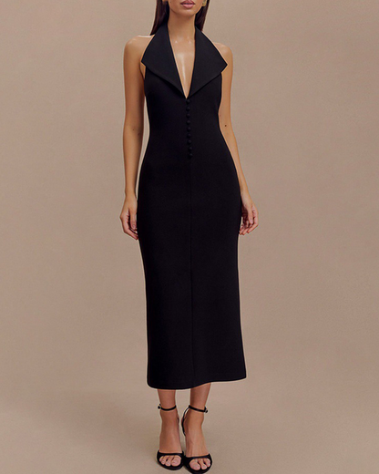 Halter Neck Lapel Hip Dress