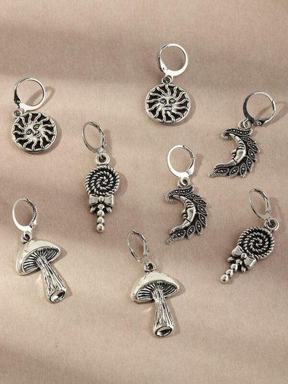 4pairs Sun Charm Drop Earrings for Women