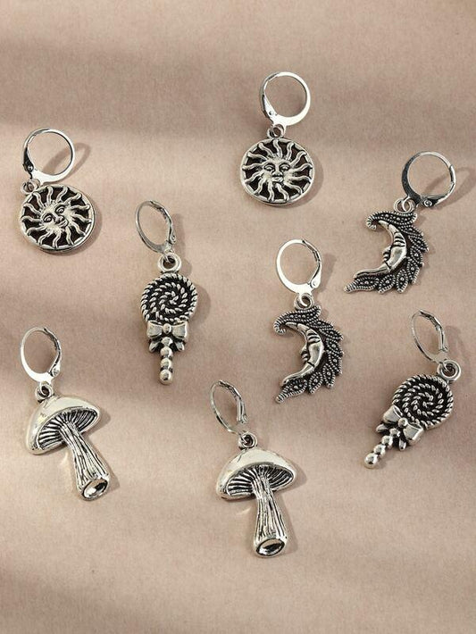 4pairs Sun Charm Drop Earrings for Women