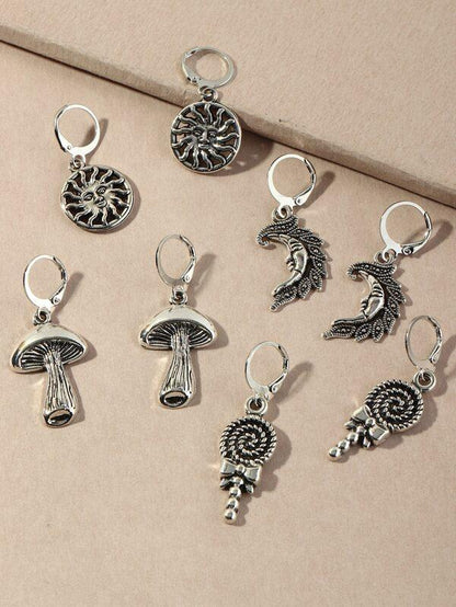 4pairs Sun Charm Drop Earrings for Women