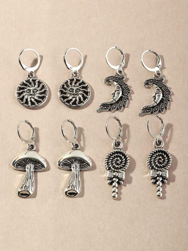 4pairs Sun Charm Drop Earrings for Women