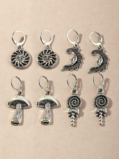 4pairs Sun Charm Drop Earrings for Women