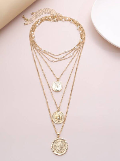4pcs Coin Charm Necklace for Women