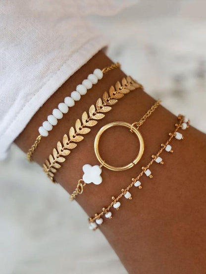 4pcs Leaf Decor Bracelet for Women