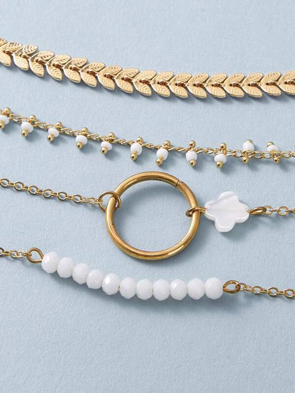 4pcs Leaf Decor Bracelet for Women