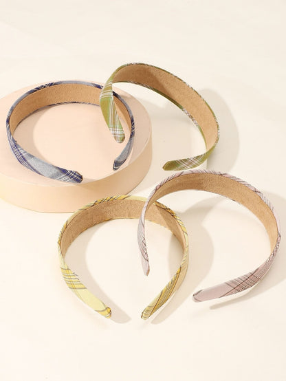 4pcs Plaid Pattern Hair Hoop for Women