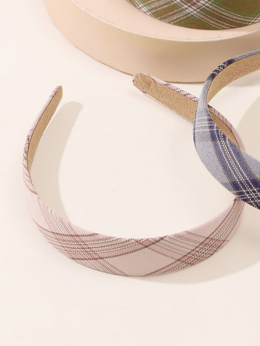 4pcs Plaid Pattern Hair Hoop for Women