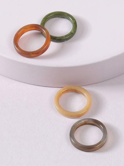 4pcs Resin Ring for Women
