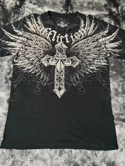 Punk Angel Print Short Sleeve T-shir