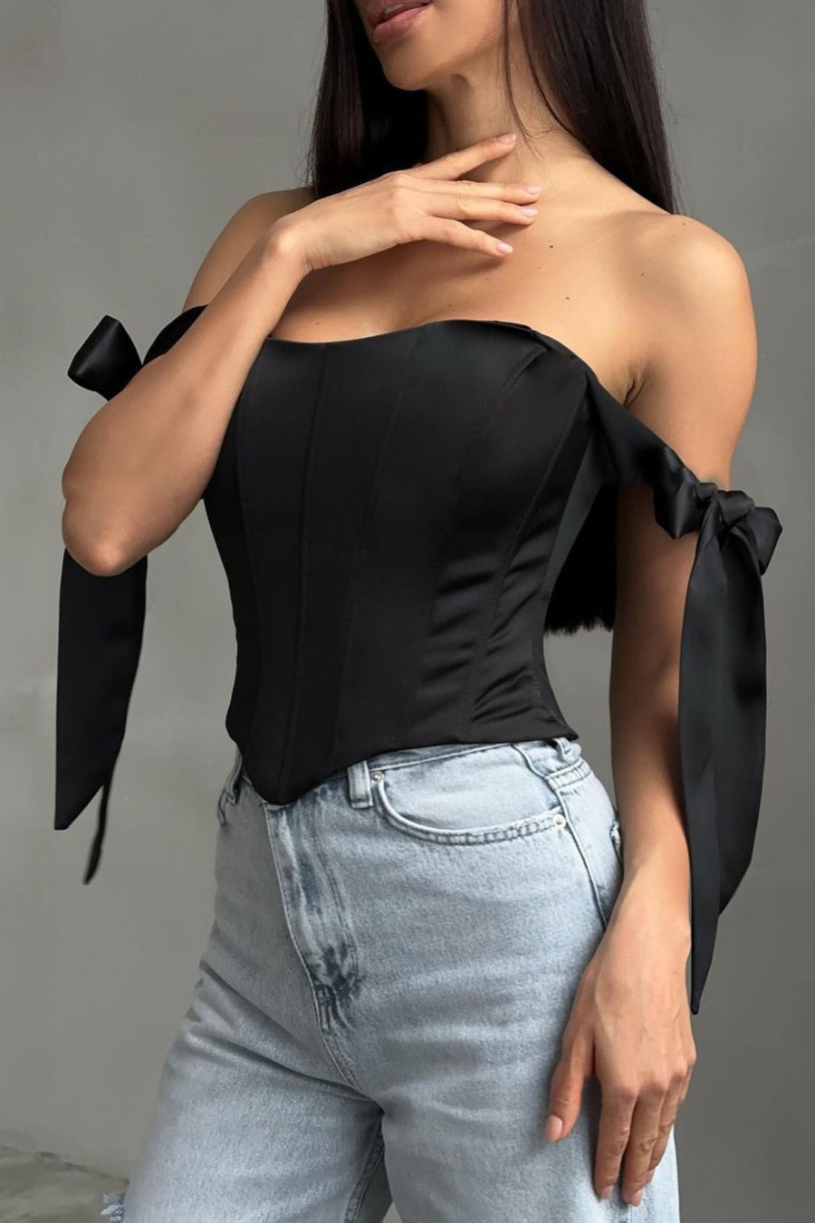 Sexy Corset Tie Asymmetric Hem Crop Top