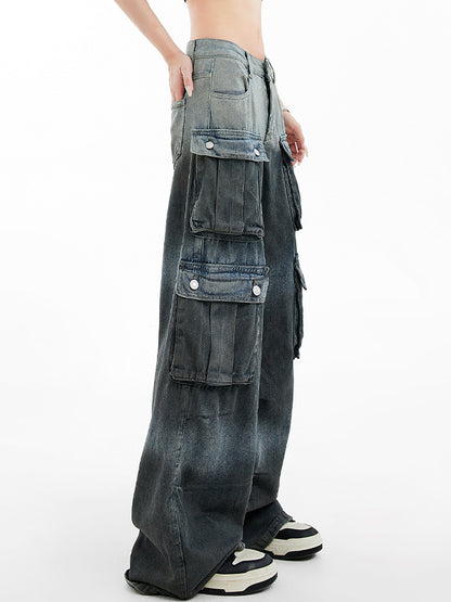Loose slim gradient design Cargo Jeans