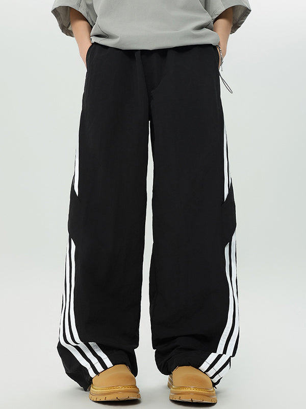 Stripe Print Wide Leg Pants