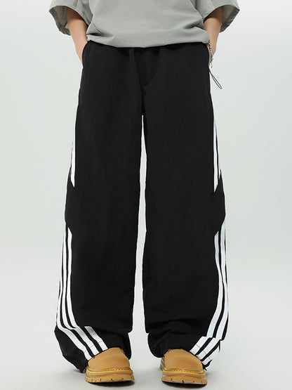 Stripe Print Wide Leg Pants