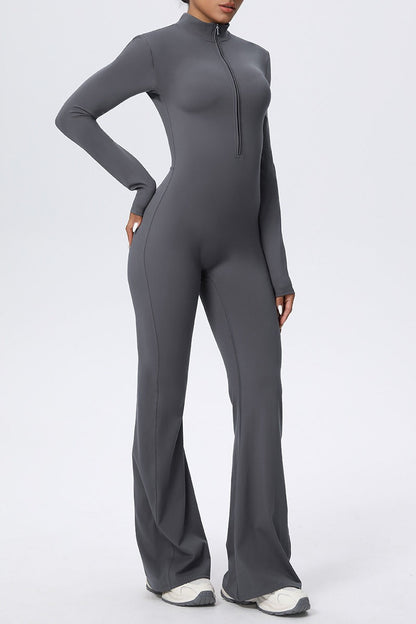 Zipper Cloud Soft Slim Long Sleeve Yoga Jumpsuit