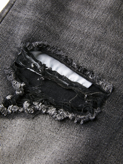 Washed Black Ripped Boyfriend Jeans
