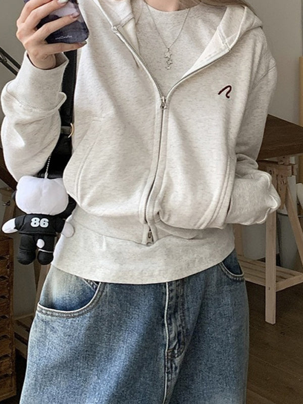 American Short Hooded Long Sleeves Jacket