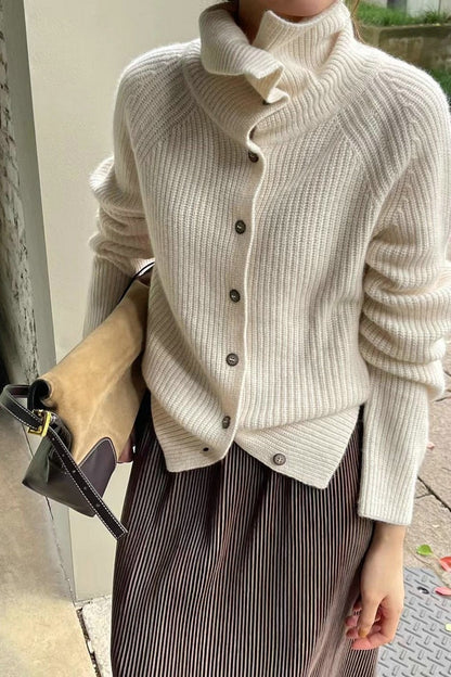 Fine Rib Single Breasted Cardigan