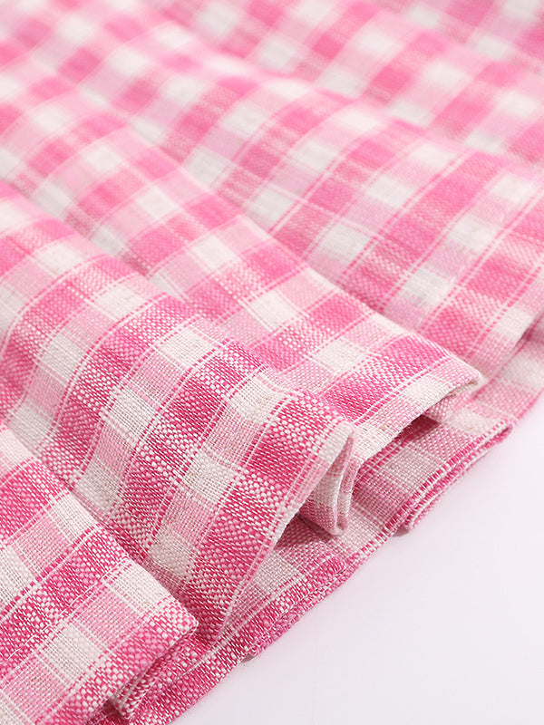 Plaid Pleated With Star Belt Mini Skirts