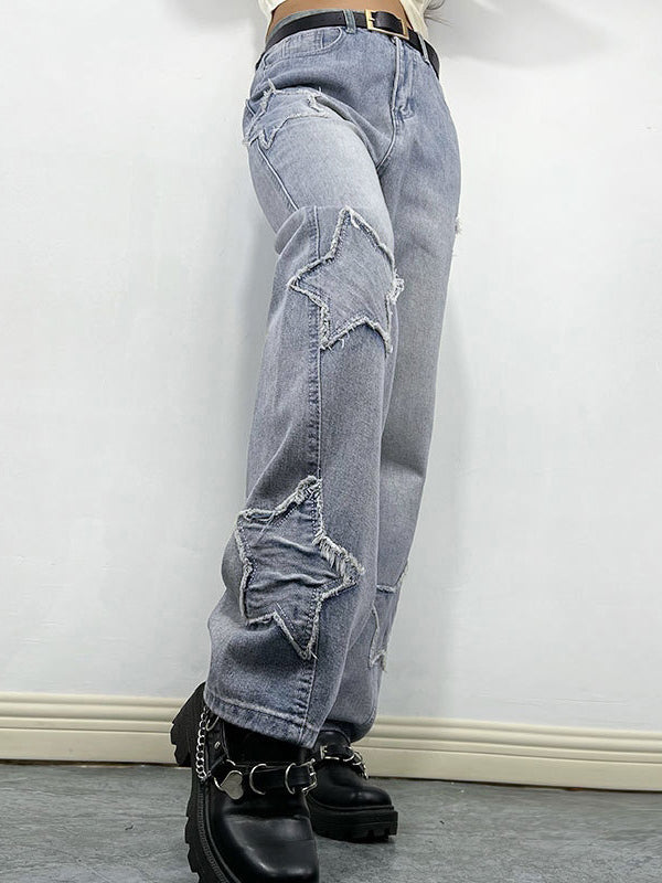 Distressed Star Patch Boyfriend Jeans