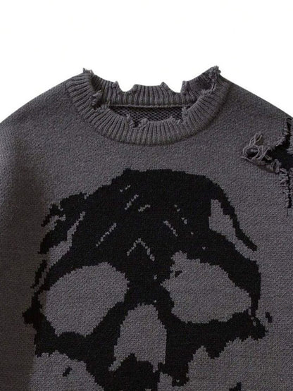 Street Skull Print Oversized Sweaters