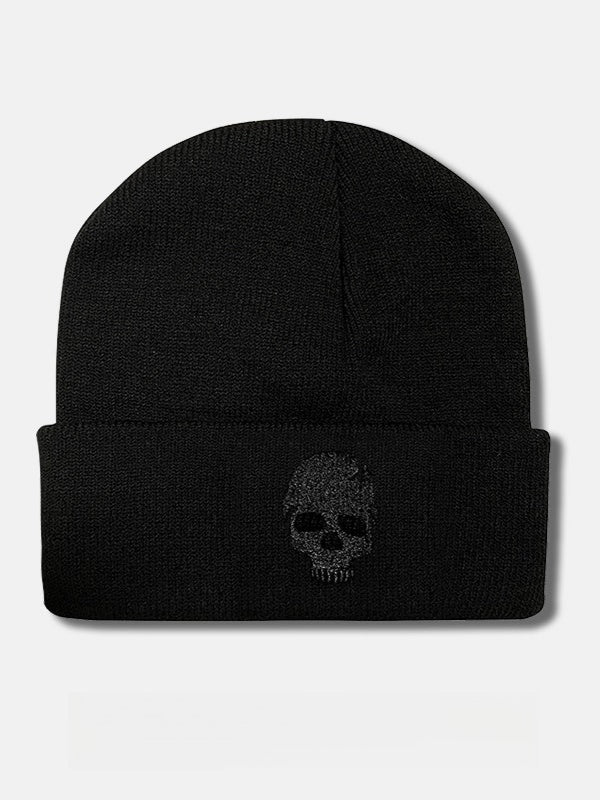 Punk Embroidered Skull Knit Hat