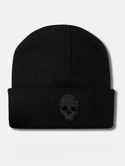 Punk Embroidered Skull Knit Hat