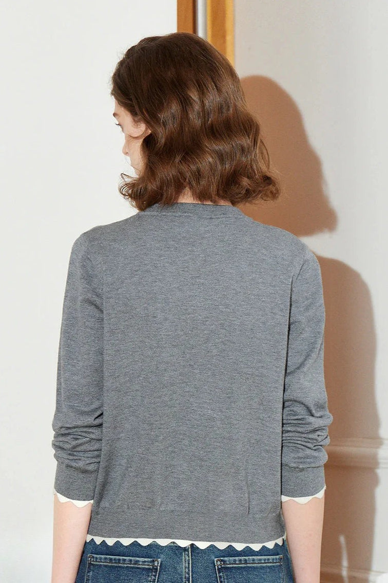 Bow Print Knit Sweater Cardigan