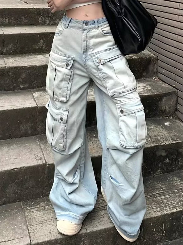 American Retro Pocket Workwear Cargo Jeans