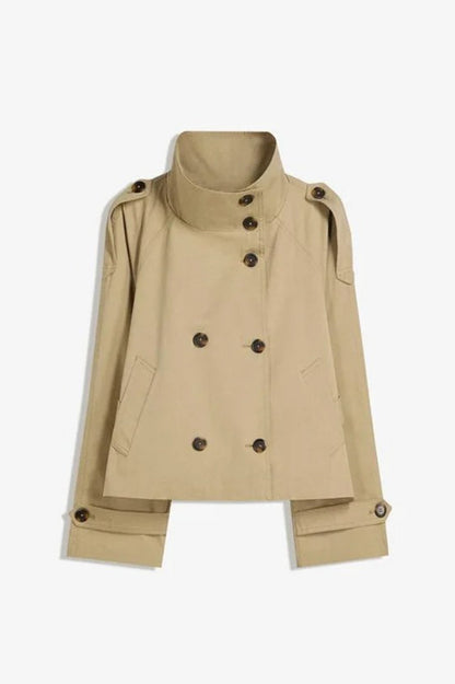 Chic Stand Collar Cropped Trench Coat