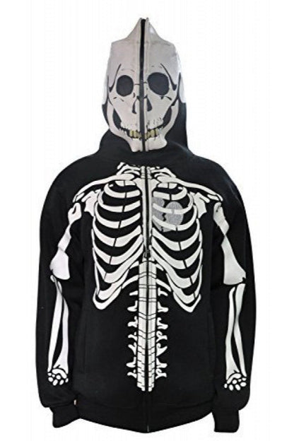 Skull 3D Print Zip-up Long Sleeve Hoodie