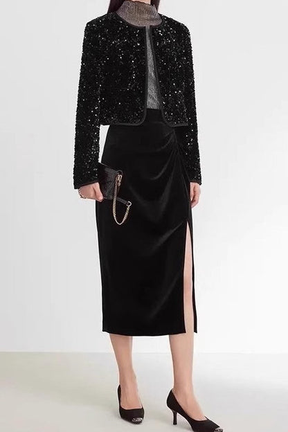 Black Velvet Sequin Jacket