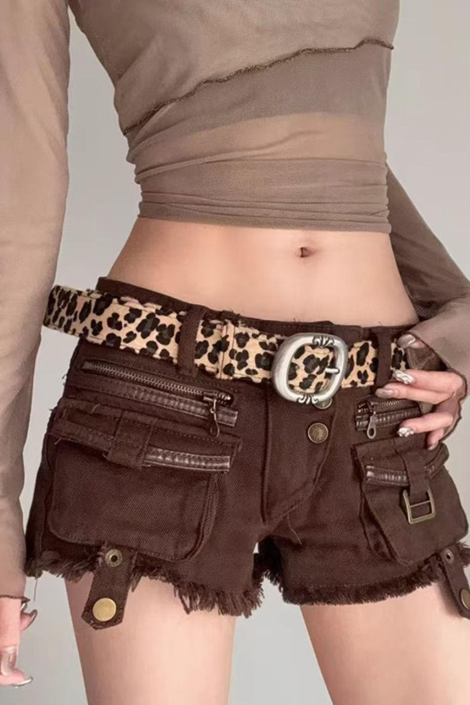 Sexy Bodycon Y2K Cargo Denim Shorts