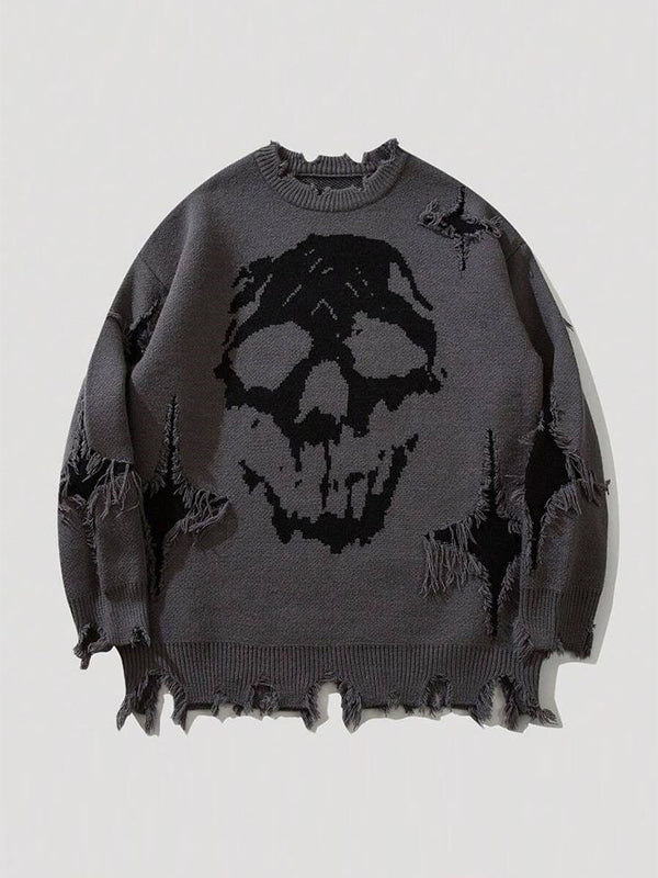 Street Skull Print Oversized Sweaters