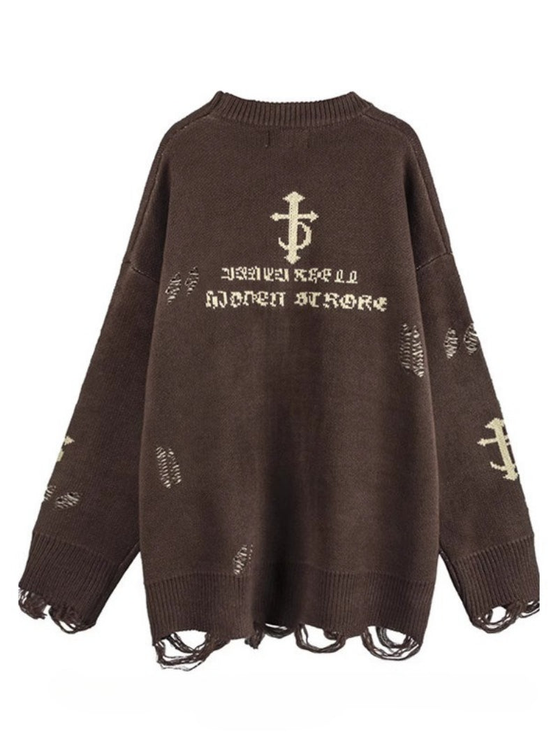 Gothic Distressed Unisex Knit Sweater