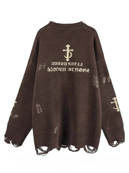 Gothic Distressed Unisex Knit Sweater