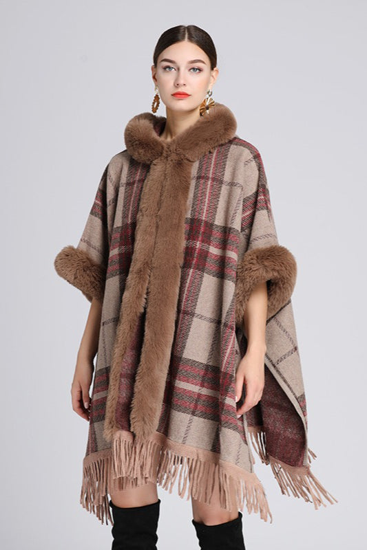Plus Size Hooded Wool Cape Coat