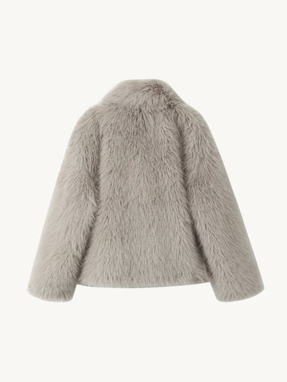 Asuna Faux Fur Jacket in Light Grey