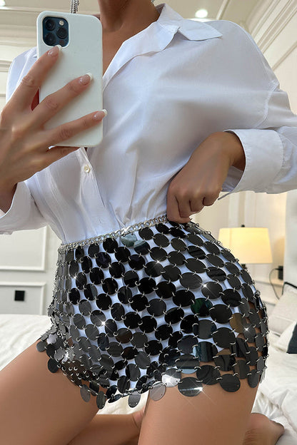 Sexy Sparkling Sequined Hollow Skirt