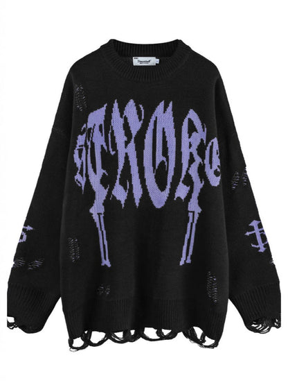 Gothic Distressed Unisex Knit Sweater