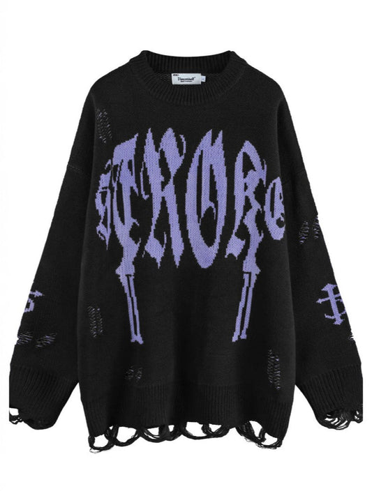 Gothic Distressed Unisex Knit Sweater
