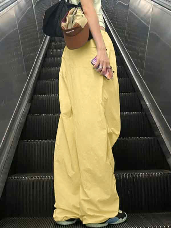Vintage Pleated Drawstring Cargo Pants