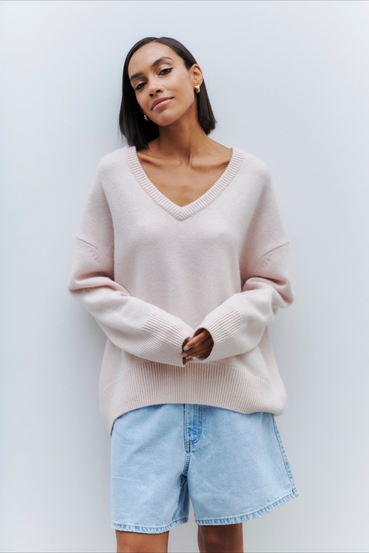 V Neck Long Sleeve Relaxed Sweater