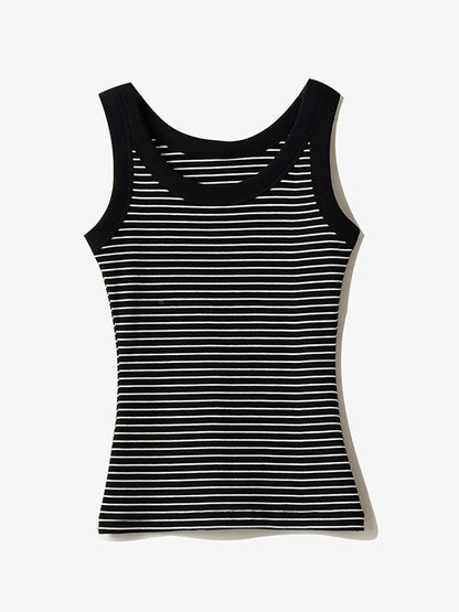 Striped Print U Neck Tank Top
