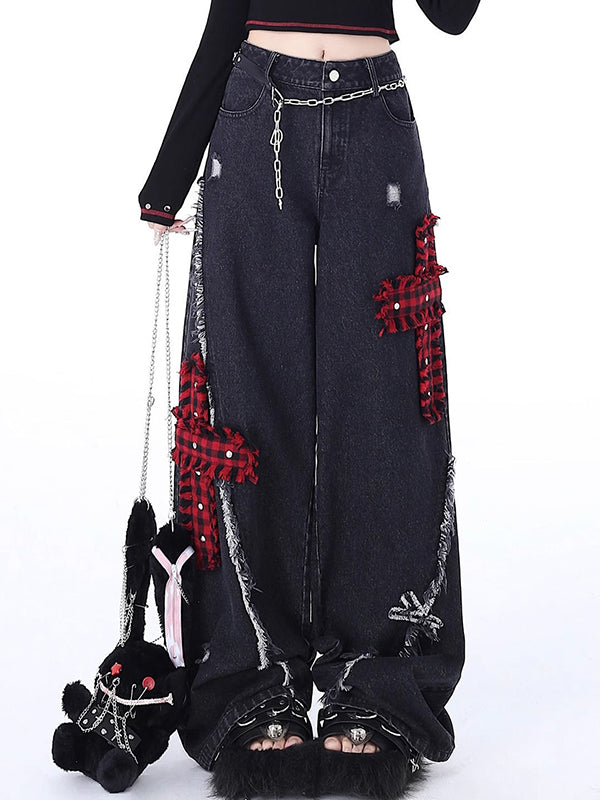Punk Raglan Straight Cargo Jeans